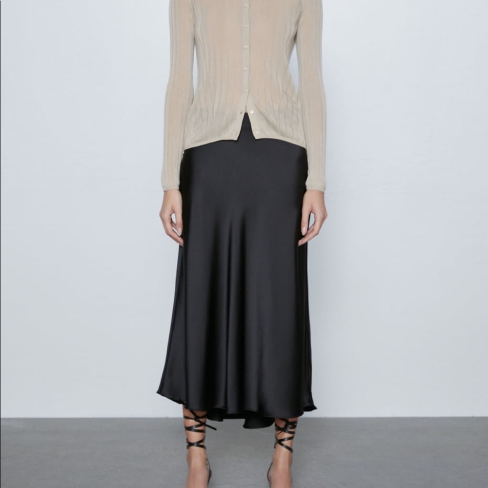 Satin Effect Midi Skirt